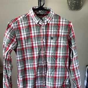 Cinch Long Sleeved, Red and Green Plaid Shirt, Youth Large (12).